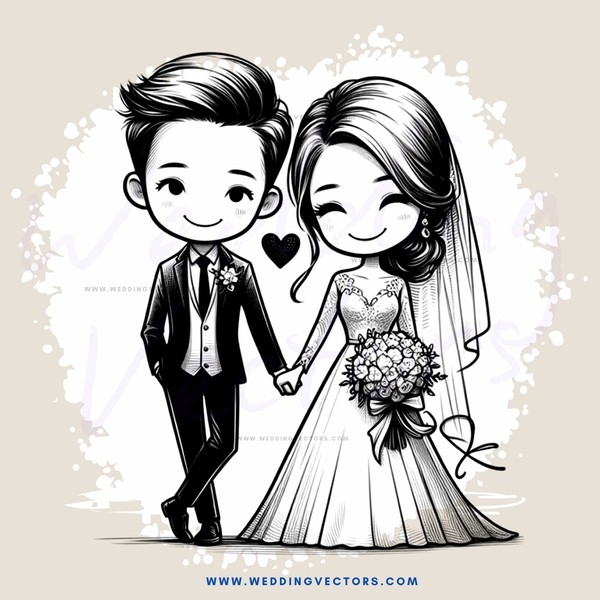 a bride and groom walk together
