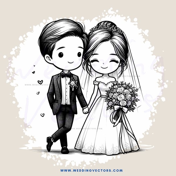 a newly married couple holding flowers and rings