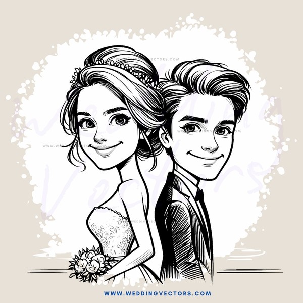 bride and groom in fancy wedding dresses