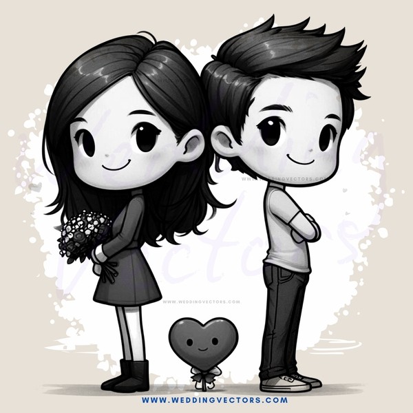 two kids and a heart with flowers