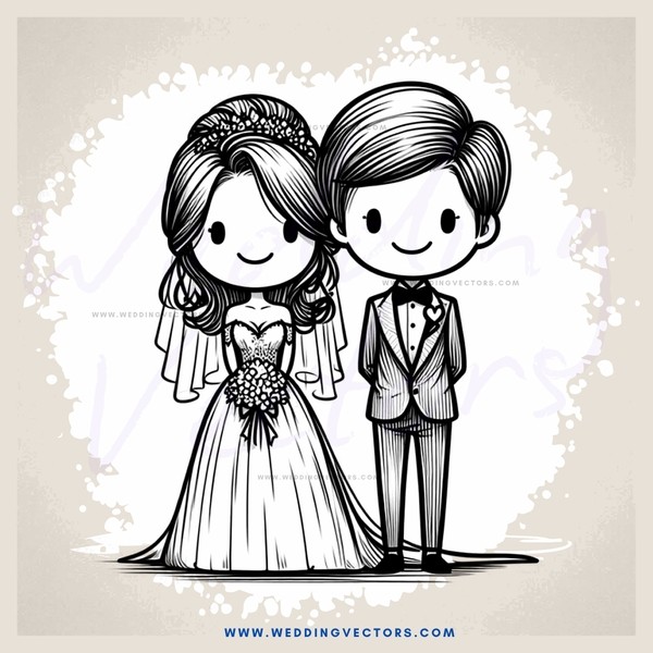 an illustrated engagement picture