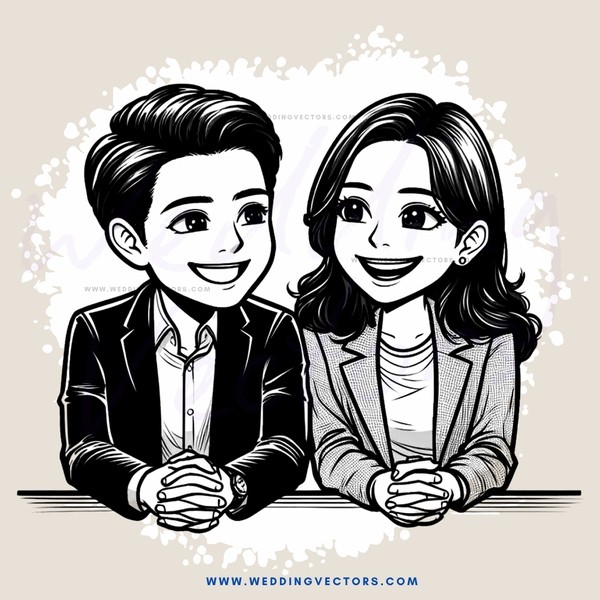 a smiling man and woman shaking hands