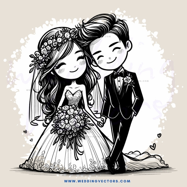 bride and groom holding hands
