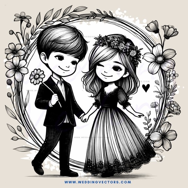 a boy and girl holding hands