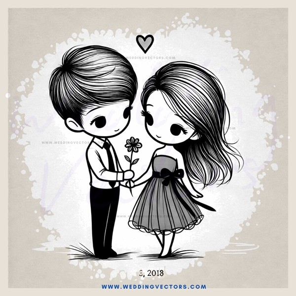 a boy and girl standing holding flowers on february 9th, 2018