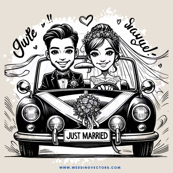 a carriage picture with the couple smiling