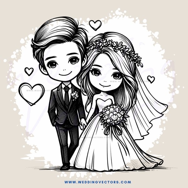 a boy and girl on their wedding day