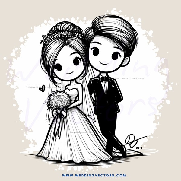 bride and groom cartoon