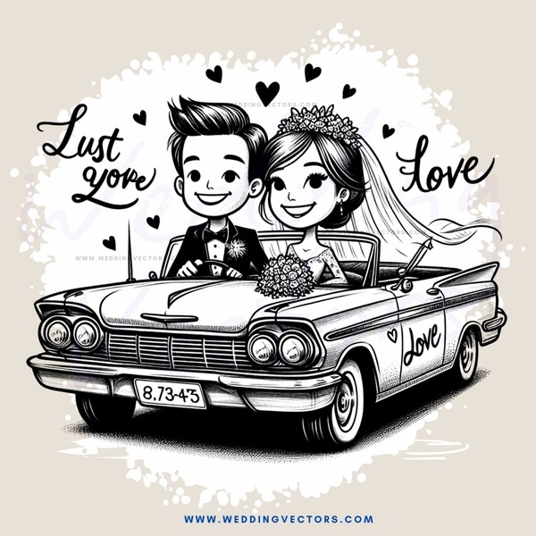 a couple in a vintage car