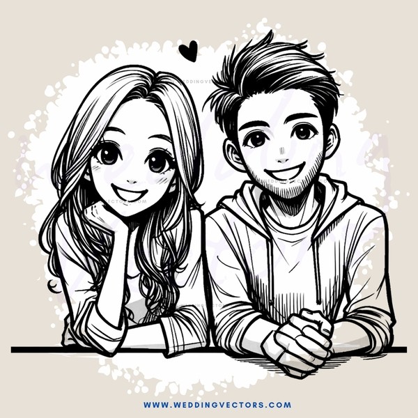a boy and girl sitting together with smiles on their faces