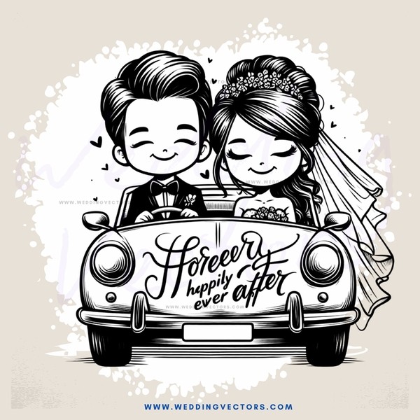a couple in a wedding car