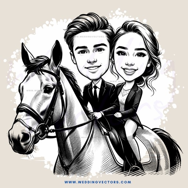a couple riding a horse together
