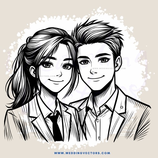 two smiling young people in suits and ties
