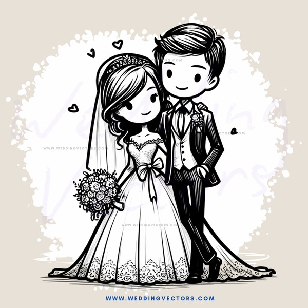 wedding cartoon drawing