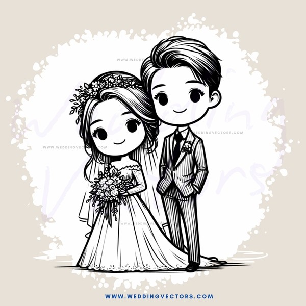 wedding couple in sketch art