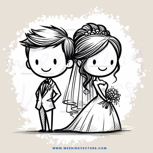 a bride and groom holding flowers