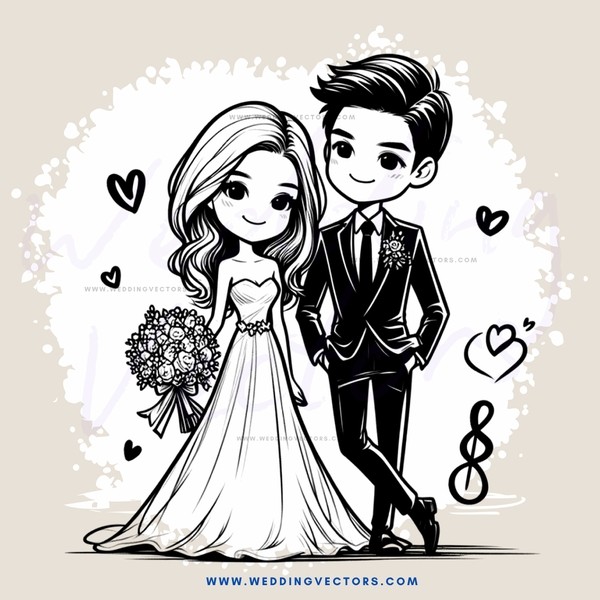 couple standing together in white and black drawing