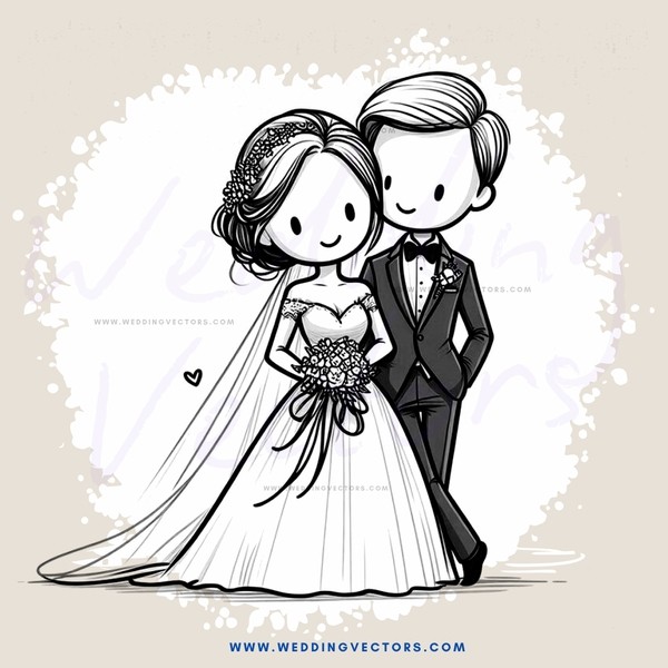 a bride and groom hold hands in wedding attire