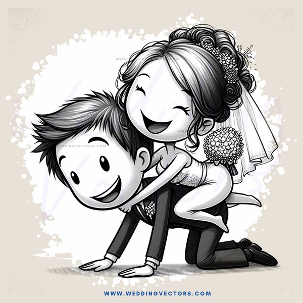happy bride and groom
