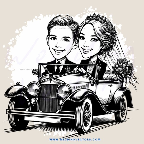 a couple on a vintage car