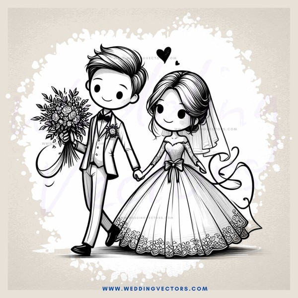 a bride and groom standing together