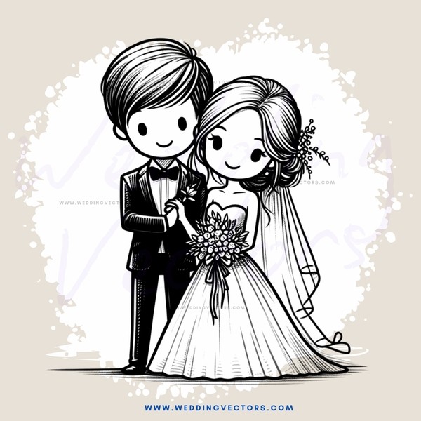 a couple standing and holding flowers