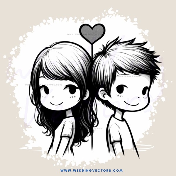 two smiling people with heart