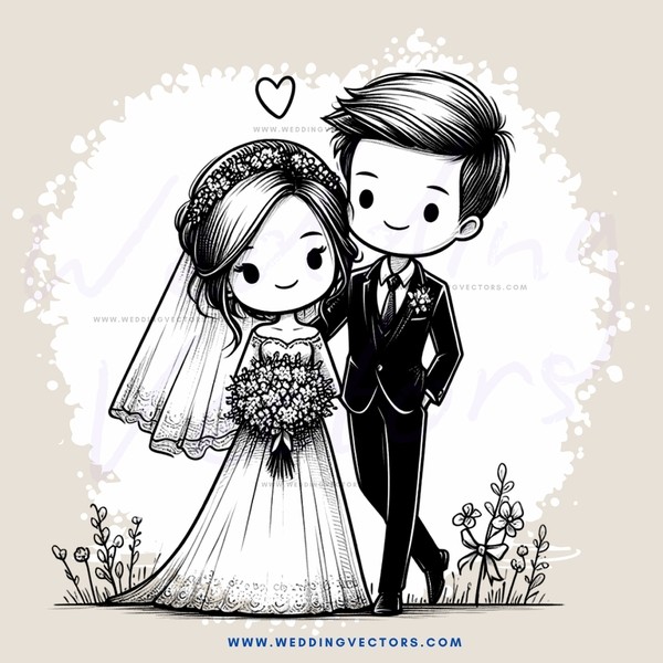 a young couple on their wedding day