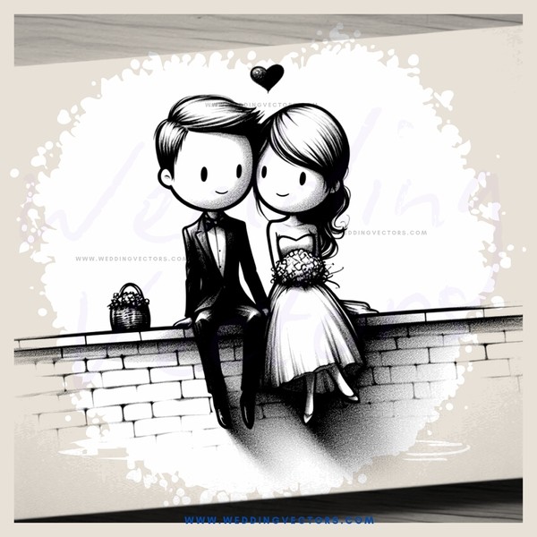a couple sitting on a brick wall with a heart in the air