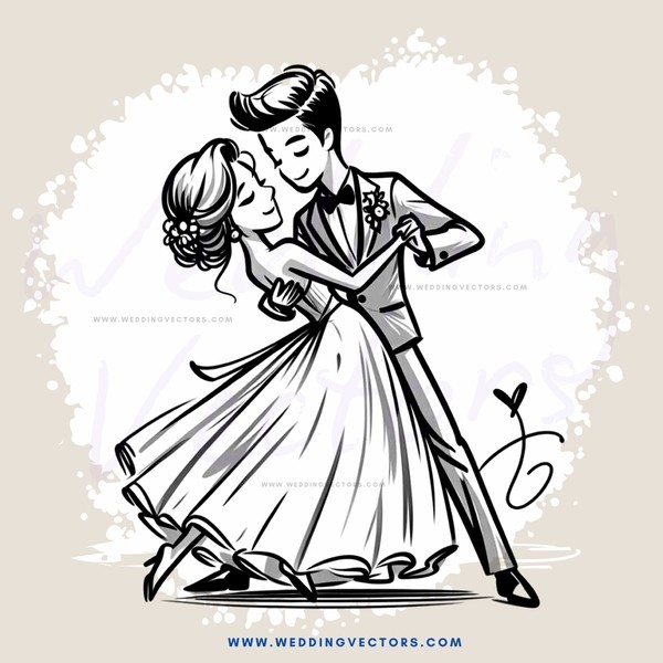 a couple dancing together in black and white
