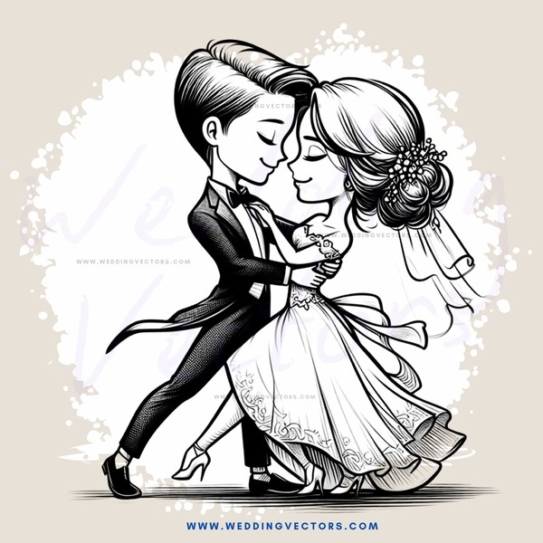 couple dancing with wedding bands and flowers on head