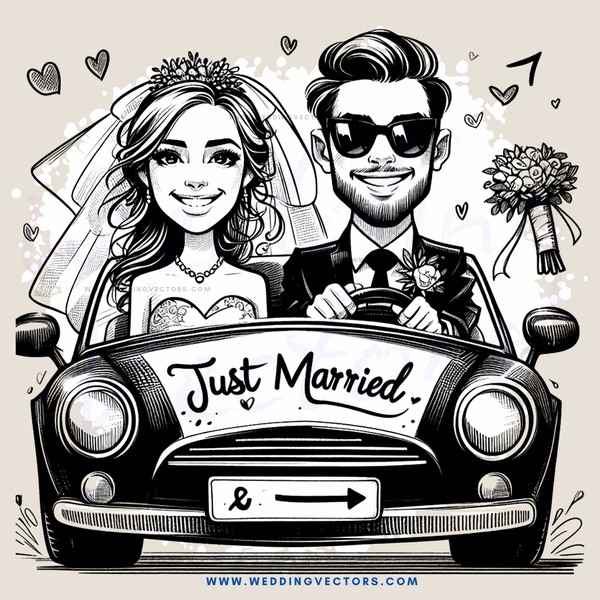 just married caricature