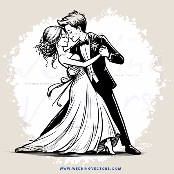 wedding couple embrace