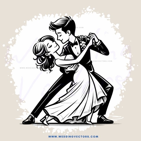 a man and woman dancing together in black and white