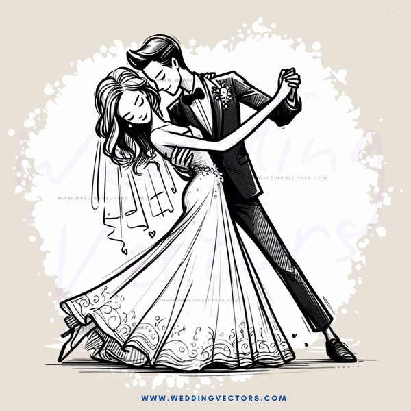 wedding dance pose in black and white