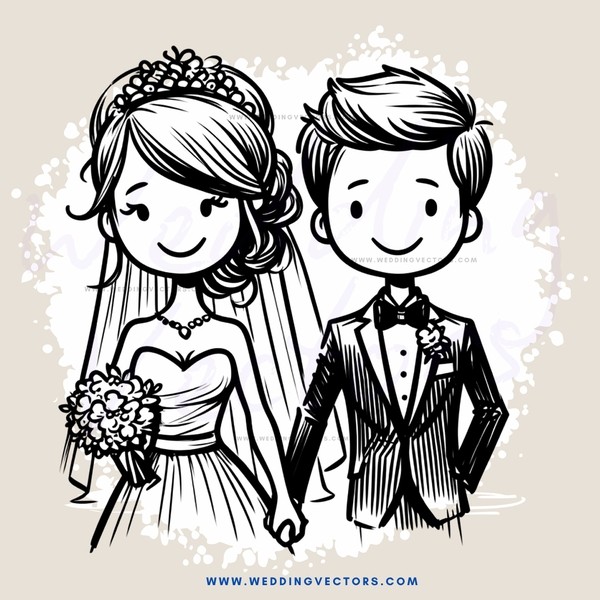 wedding couple holding hands with flowers