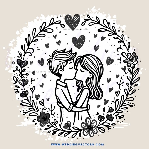 a couple embracing within an easter wreath