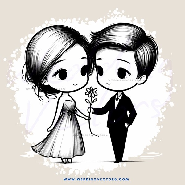 a young couple exchanging flowers