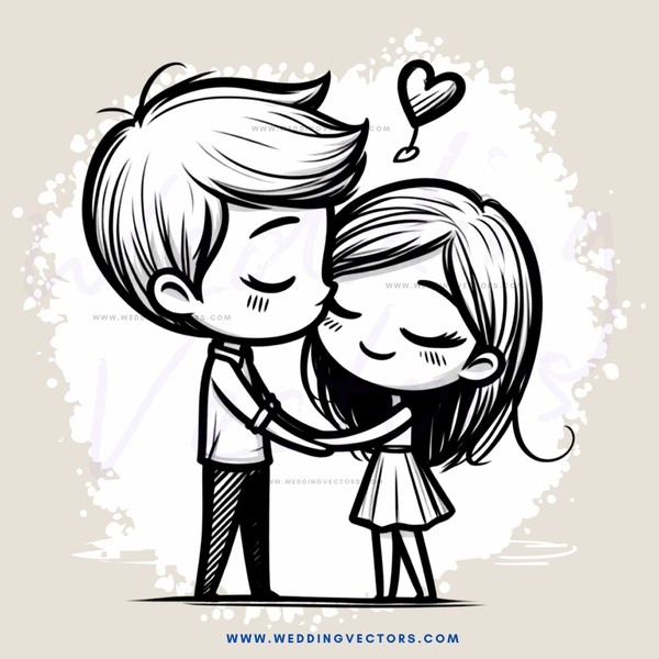 a boy and girl embrace