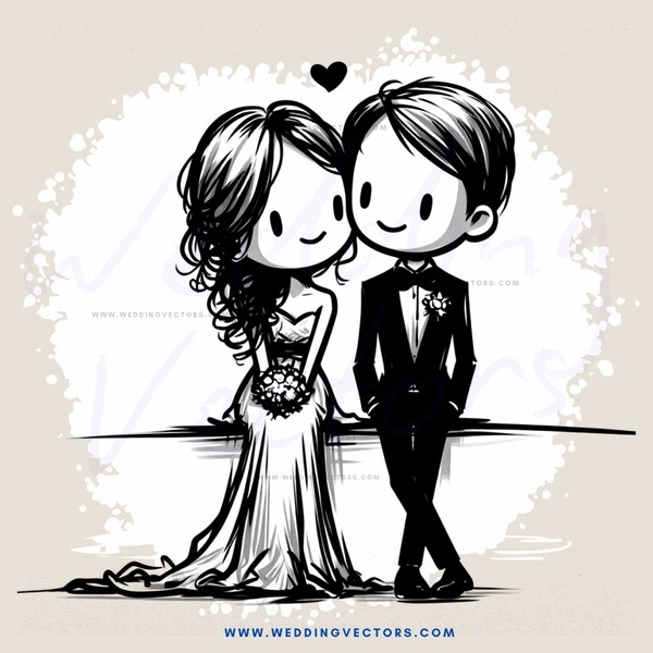 wedding guests' cartoon smile