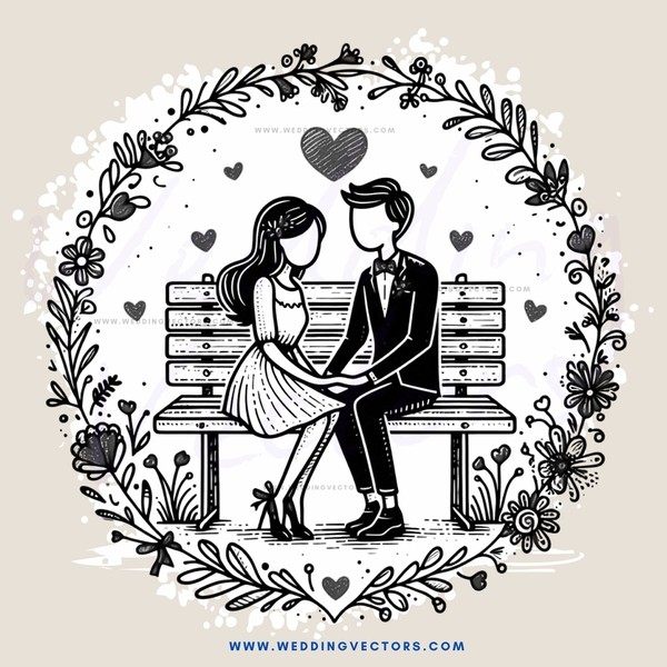 a couple in love sitting on a bench