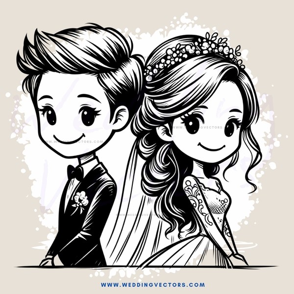 a man and woman in black and white cartoonish portraiture