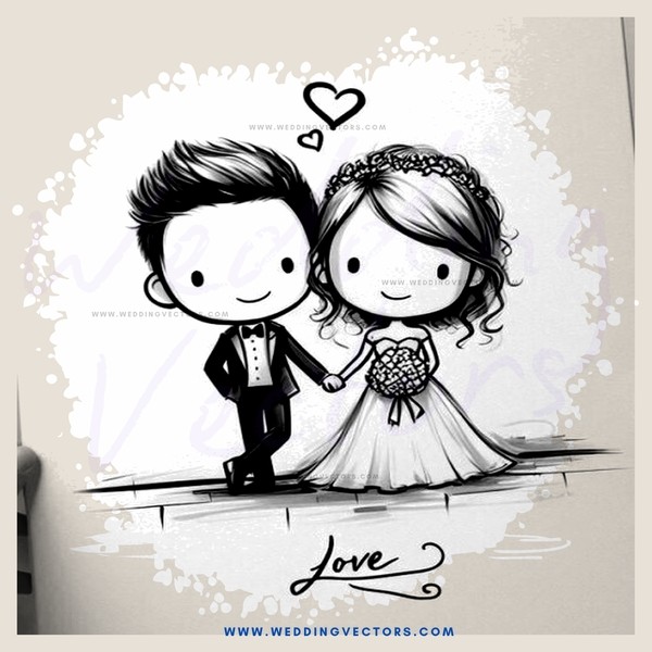 love drawn in black and white with hearts