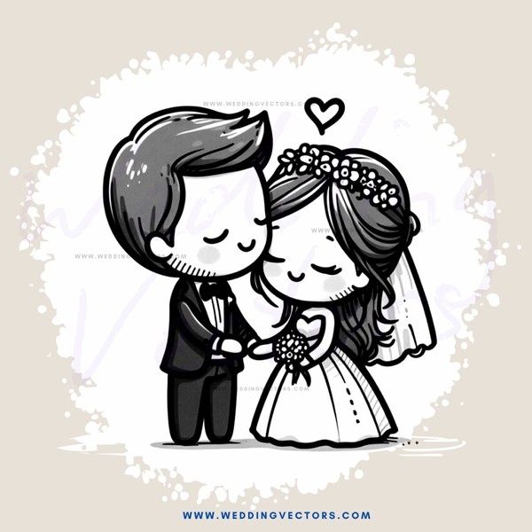 the newlyweds in their wedding attire