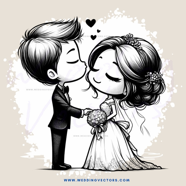 wedding picture of two people in tuxedo and dress