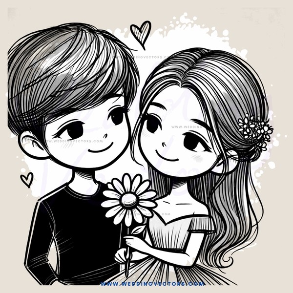 boy and girl holding flower together