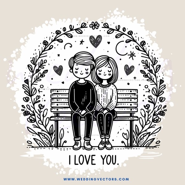 i love you bench drawing