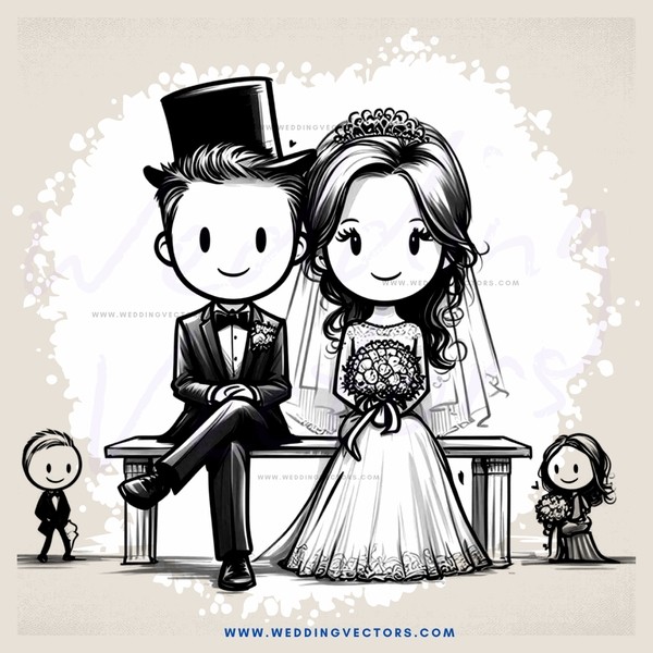 the groom and his bride in wedding attire