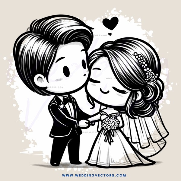groom and bride kissing