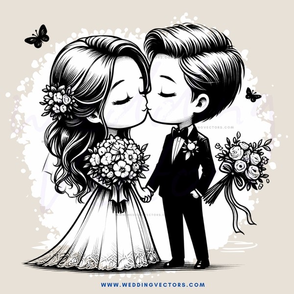 a man and woman kissing with flowers